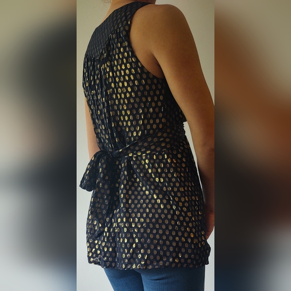 French Connection Gold Polka Dot Blouse - Picture 3 of 7